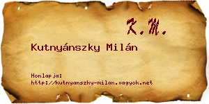 Kutnyánszky Milán névjegykártya