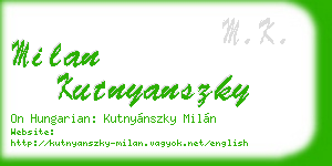 milan kutnyanszky business card
