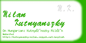 milan kutnyanszky business card